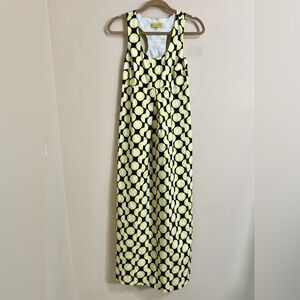 ELLEN & OLLIE Sleeveless Empire Waist Flowy Racerback‎ Yellow Dot Maxi Dress 6
